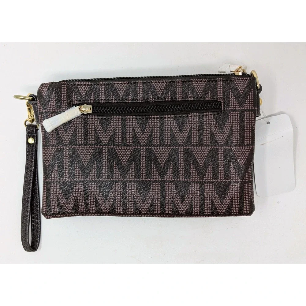 MKF Collection by Mia K Ishani Crossbody Bag Purse Wristlet Black Brown - NWT